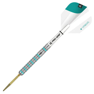 Target Darts Rob Cross Gen 2 25G 90% Tungsten Swiss Point Steel Tip Darts Set, Silver, Aqua and White