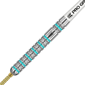 Target Darts Rob Cross Gen 2 25G 90% Tungsten Swiss Point Steel Tip Darts Set, Silver, Aqua and White