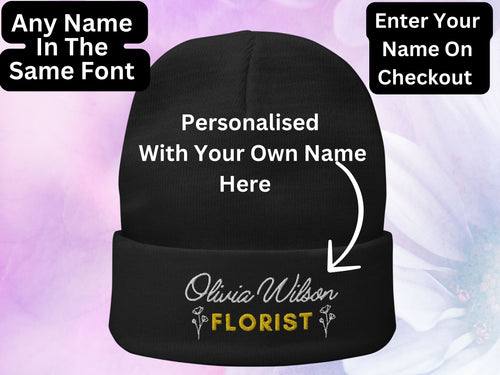 Customised Embroidered: Personalised Florist Beanie Hat