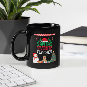 Teacher Gift : Christmas Teacher Black Glossy Mug