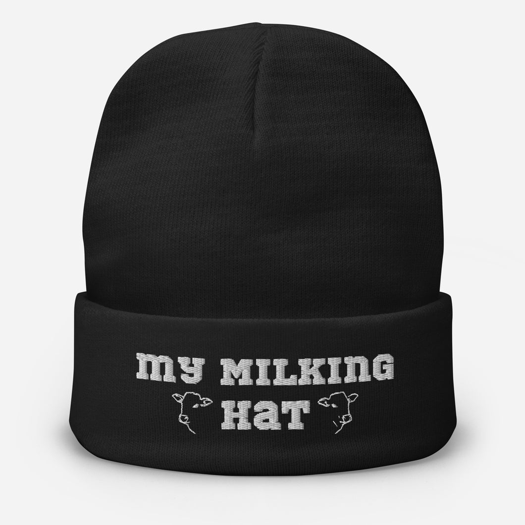 Farmers Gift -Winter Warm, Embroidered Hat for Dairy Farmers 