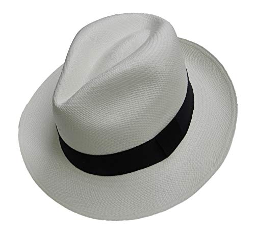 Equal Earth New Genuine Panama Hat Rolling Folding Authentic & Fairtrade - White (58cm)