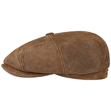 Load image into Gallery viewer, Stetson Leather Burney Hatteras Sports Beanie Flat Cap (XL/60-61 - Brown)