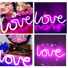 Load image into Gallery viewer, OYYXNN Neon Love Signs Light, LED Love Art Decorative Marquee Sign, Wall Table Decor for Wedding Party Kid Living Room House Bar Pub Hotel Beach Recreational USB/Battery Powered Pink Neon Light up