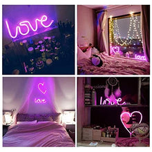 Load image into Gallery viewer, OYYXNN Neon Love Signs Light, LED Love Art Decorative Marquee Sign, Wall Table Decor for Wedding Party Kid Living Room House Bar Pub Hotel Beach Recreational USB/Battery Powered Pink Neon Light up