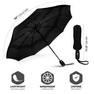 Repel Umbrella Windproof Travel Umbrella - Compact, Light, Automatic, Strong and Portable - Wind Resistant, Small Folding Backpack Umbrella for Rain - Men and Women