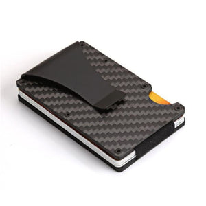 Carbon Fiber Metal Credit Card Holder /  Wallet Blocking   Aluminum with money Clip-J and p hats -