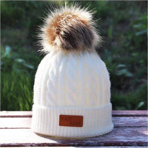 Children's winter knitted hats heavy knit with or without bobble great choice of colours-J and p hats -