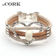 Load image into Gallery viewer, Cork Bracelet Love Heart Design-J and p hats -