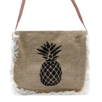 Jute Bag Fab Fringe Bag - Pineapple Print - J and p hats Jute Bag Fab Fringe Bag - Pineapple Print