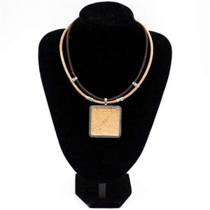 Natural Cork square cork Sticks women original necklace handmade wooden vegan jewelry N-136-J and p hats -