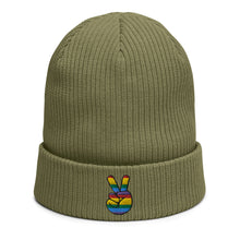 Load image into Gallery viewer, Peace Sign Gay Pride Beanie | j and p hats 