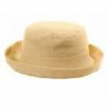 Load image into Gallery viewer, Small Heads Ladies  sun hat linen  upturn brim elasticated fit-J and p hats -