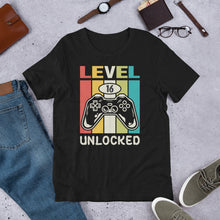 Load image into Gallery viewer, 16th Birthday T Shirt, Level 16 Unlocked | j and p hats 