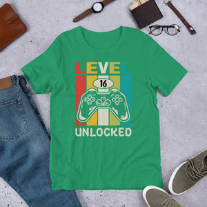 16th Birthday T Shirt, Level 16 Unlocked | j and p hats 