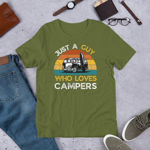 Just A Guy Who Loves Campers T shirt - J and P Hats 