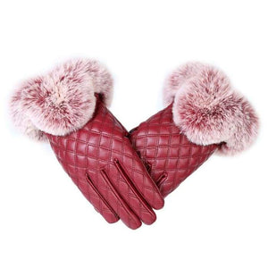 Women Warm Thick Winter quilted  Gloves With faux Rabbit Fur trim choice of colours-J and p hats -