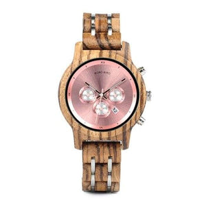 Women Watches Luxury Chronograph Date Quartz Watch Versatile Ladies Wooden Timepieces-J and p hats -