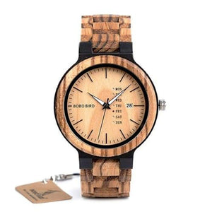 Wood Watch Men Week and Date Display Timepieces Lightweight  Handmade Casual Wooden Watch-J and p hats -