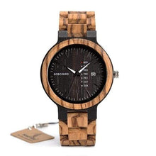 Load image into Gallery viewer, Wood Watch Men Week and Date Display Timepieces Lightweight  Handmade Casual Wooden Watch-J and p hats -
