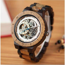 Load image into Gallery viewer, Wooden Watches Men Automatic Mechanical Wristwatch Waterproof   in Gift Wood Box-J and p hats -